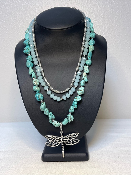 Lucky Brand Jewelry - Lucky Brand Turquoise Bead Layered Necklace with Silver Dragonfly Pendant